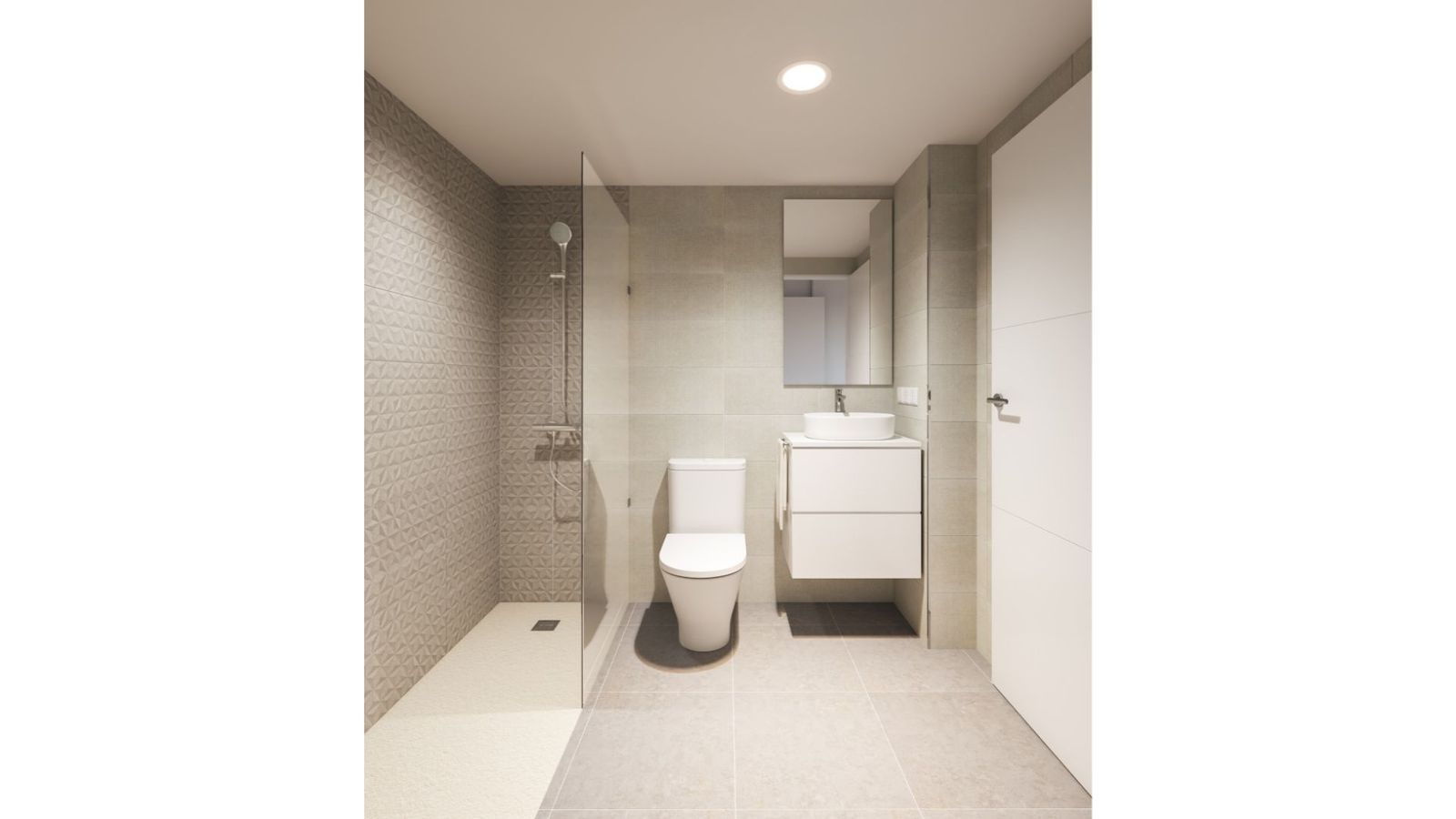 Moderne badkamer met inloopdouche en toilet